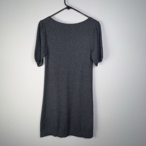 Wallace Gray V-Neck Lambswool Cashmere Angora Short Sleeve Sweater Dress Sz M - Picture 2 of 6